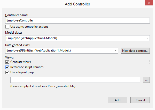 ASP .NET MVC5 - Controller